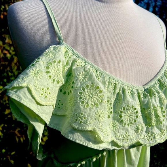 ZABA-  Lime Green Ruffle Maxi Dress - Picture 5 of 8